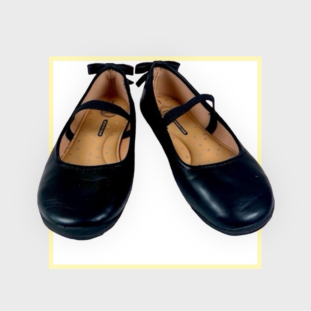 WONDER NATION GIRLS BLACK DRESS SLIPPERS  Size 1